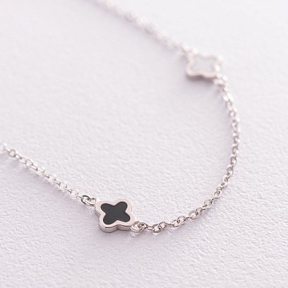 Серебряное колье "Клевер" (эмаль) 181119 №2