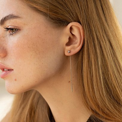 Срібні сережки - протяжки "Кульки" 902-01286 №4