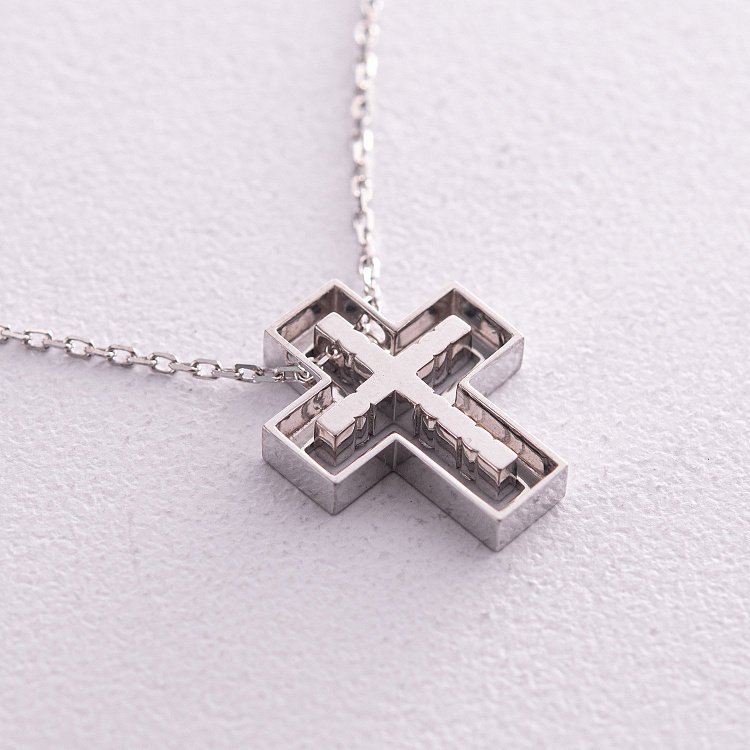 Золоте кольє "Хрестик" з діамантами 124831121 від ювелірного магазину Онікс - 4