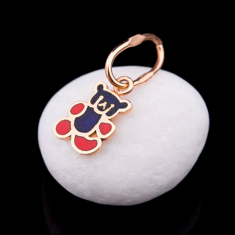 Золота дитяча підвіска "Ведмедик" (емаль) п00639 від ювелірного магазину Онікс - 2