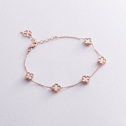 Браслет "Конюшина" з перламутром mini (червоне золото) б05245