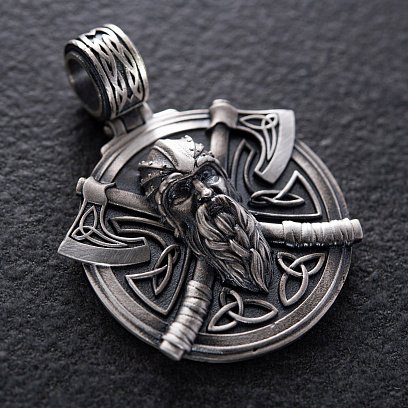 Срібний кулон "Вікінг із сокирами" 266 №11