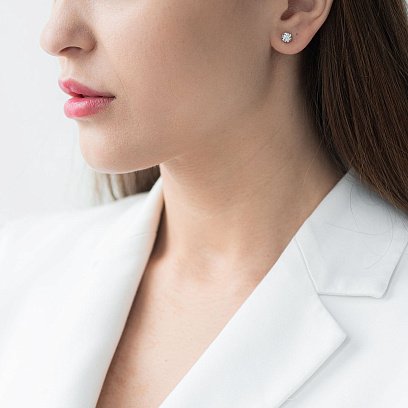 Золотые серьги - пусеты с бриллиантами с174ar №2