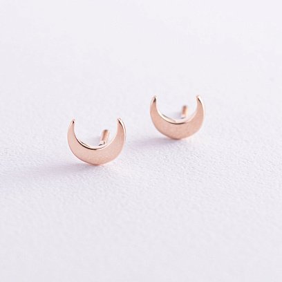 Серьги - пусеты "Луна" в красном золоте с06963 №7