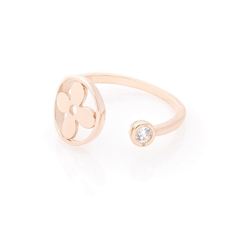 Золота каблучка "Конюшина" з фіанітом (на фалангу) к231 від ювелірного магазину Онікс - 1