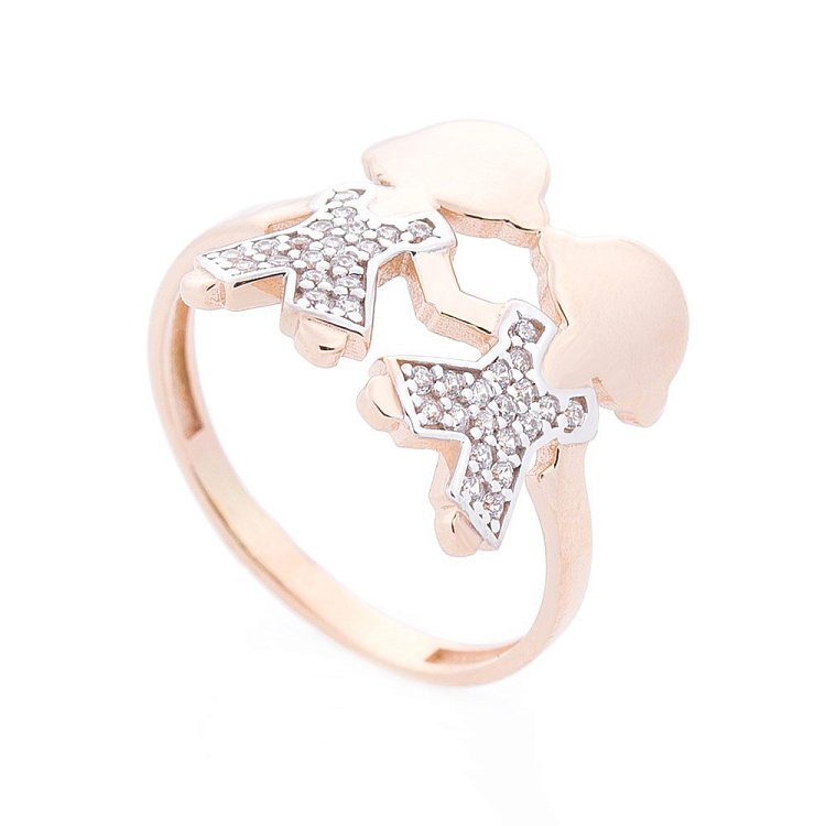 Золотое кольцо "Мальчики" (фианит) к06249 Золотое кольцо "Мальчики" (фианит) к06249 от ювелирного магазина Оникс