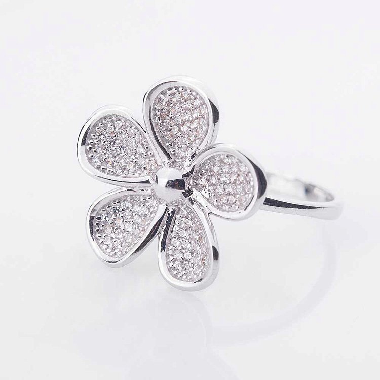 Золота каблучка "Квіточка" з фіанітами к03312 від ювелірного магазину Онікс - 3