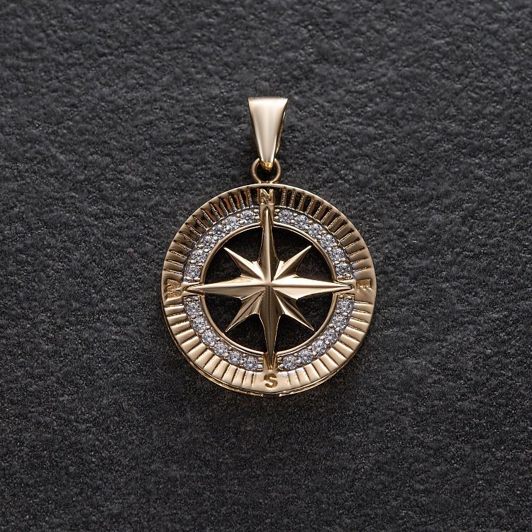 Кулон "Роза вітрів" у жовтому золоті п03331 від ювелірного магазину Онікс