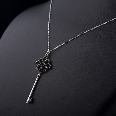 Серебряное колье "Ключ-клевер" 18472 №4