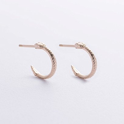 Сережки - пусети "Грумучі змії" у жовтому золоті с09078 №3