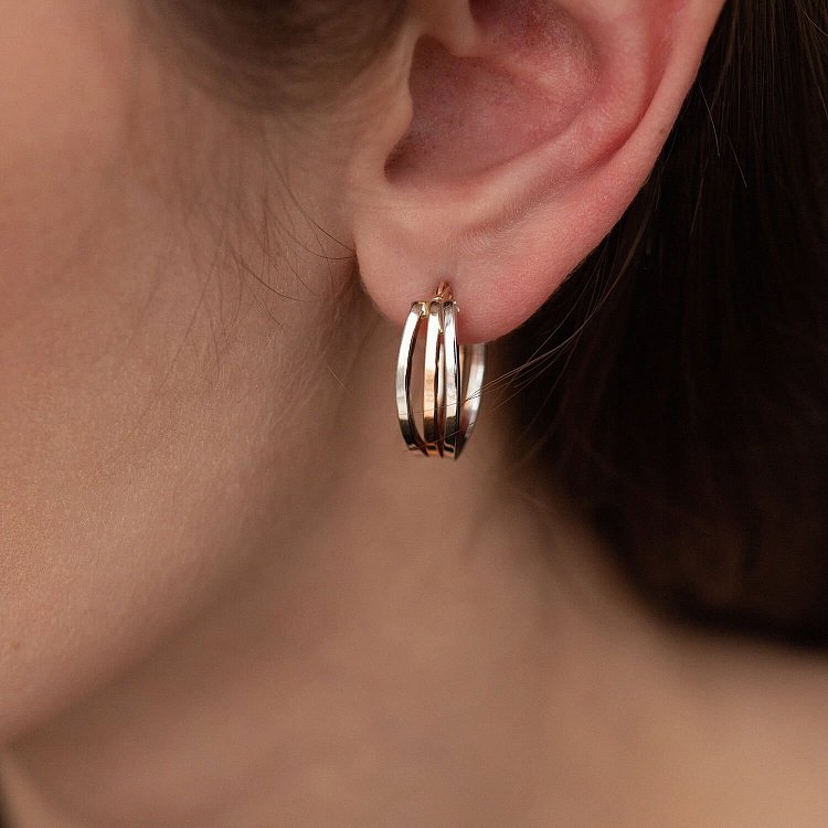 Серьги "Сплетение" (красное и белое золото) с08078 от ювелирного магазина Оникс - 1