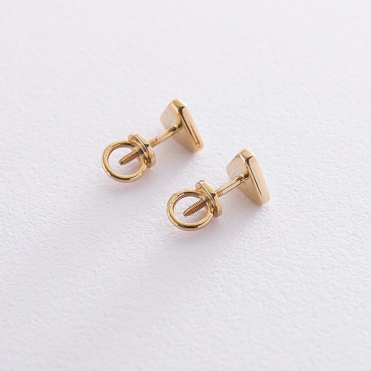 Золотые серьги - пусеты "Треугольники" (бирюза) сбд2-169 от ювелирного магазина Оникс - 1