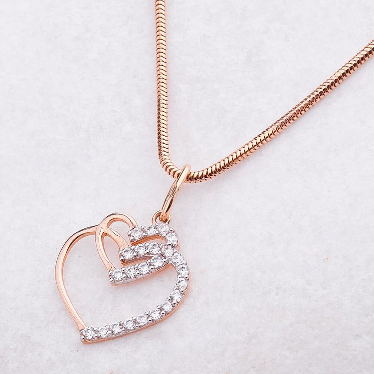 Золотая подвеска в форме двух сердец с фианитами п01453 от ювелирного магазина Оникс