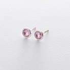 Срібні сережки-пусети з рожевим топазом 122167 от ювелирного магазина Оникс