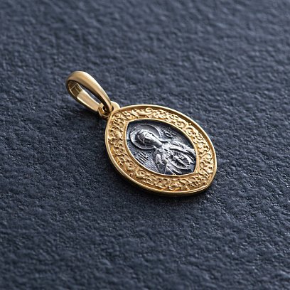 Срібна ладанка з чорнінням і позолотою 131808