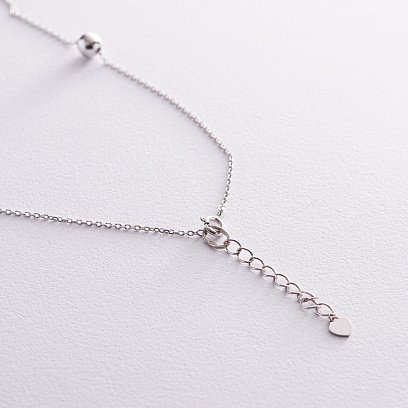 Серебряное колье - галстук с шариками 908-01398 №6