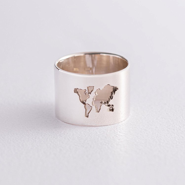 Срібний перстень "Карта світу" 112210 від ювелірного магазину Онікс - 8