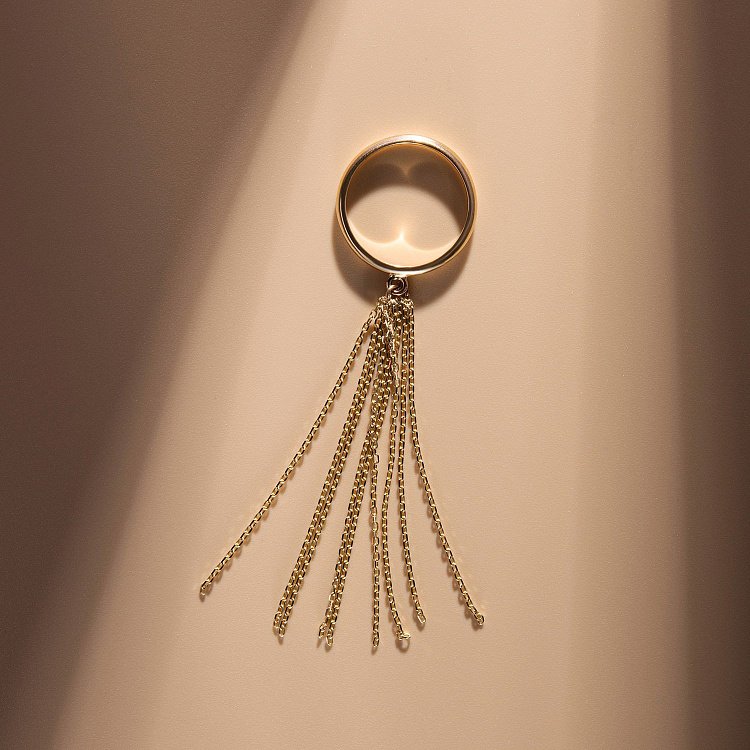 Кольцо с цепочками (желтое золото) к07475 от ювелирного магазина Оникс - 11