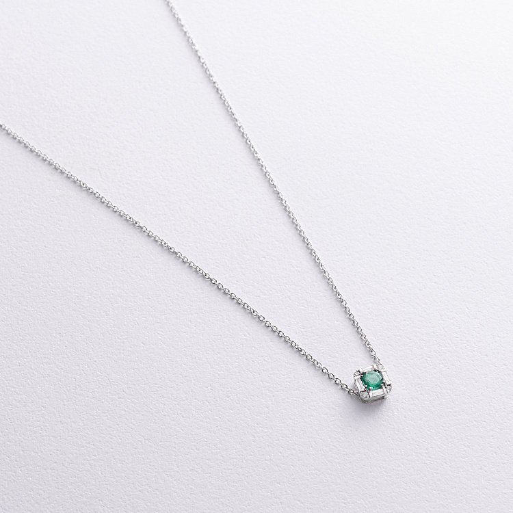 Золотое колье (бриллианты, изумруд) колб0141ca от ювелирного магазина Оникс - 2