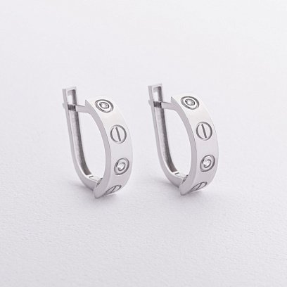 Сережки "Love" з фіанітами (біле золото) с09316