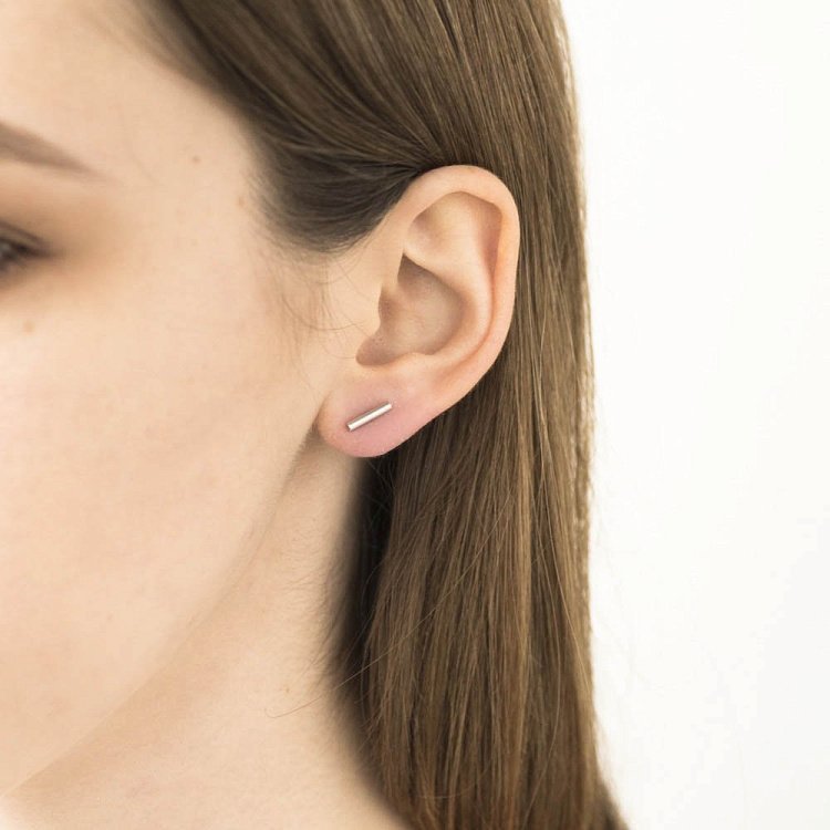 Срібні сережки-пусети "Палички" 122350 від ювелірного магазину Онікс - 2