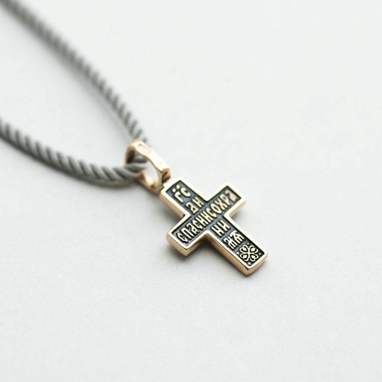 Золотий православний хрест "Розп'яття. Молитва "Спаси і збережи" п01826 від ювелірного магазину Онікс - 2