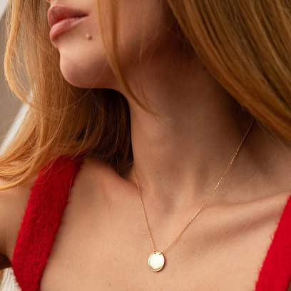 Колье "Монетка" в желтом золоте (возможна гравировка) кол02458 №6