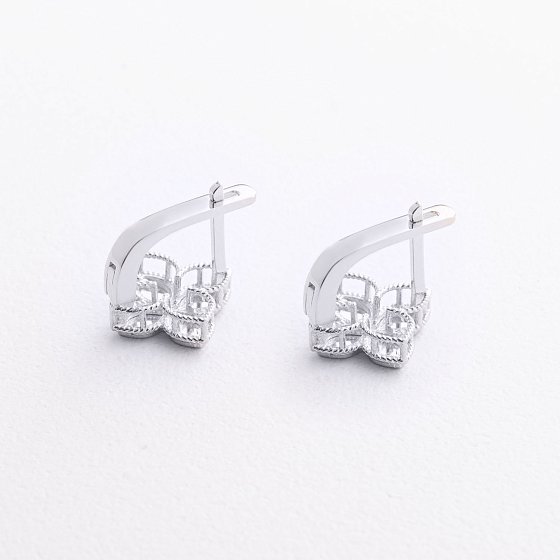 Сережки "Конюшина" в білому золоті с09649 №3