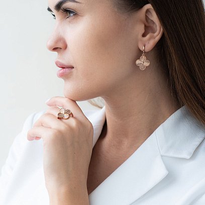 Каблучка "Конюшина" в червоному золоті к06531 №2