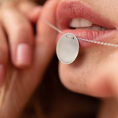 Колье "Монетка" в белом золоте (возможна гравировка) кол02277 №4