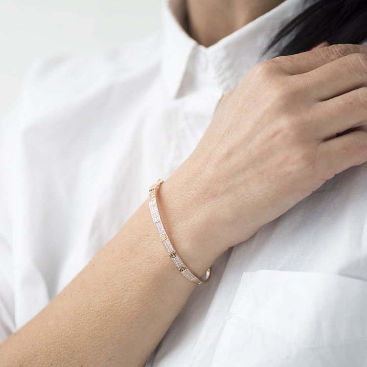 Золотой браслет "Гвоздик" (фианиты) б03797 от ювелирного магазина Оникс - 3