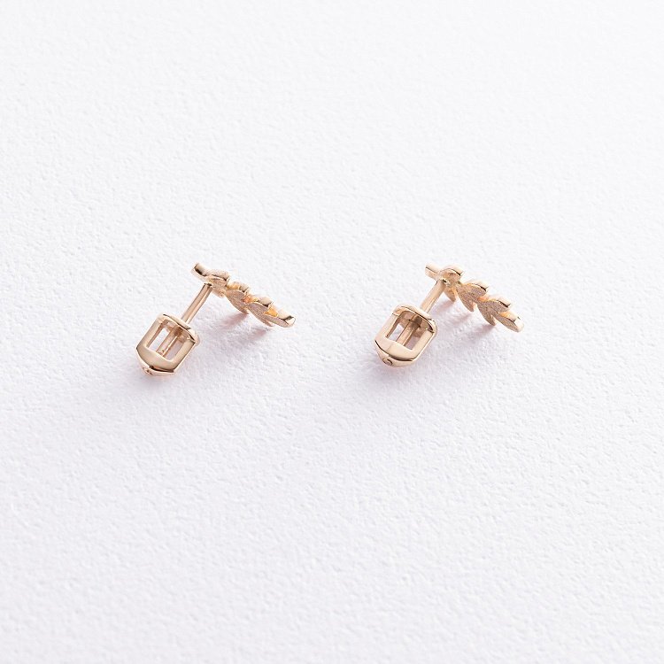 Серьги - пусеты "Веточки" в желтом золоте с08485 от ювелирного магазина Оникс - 2