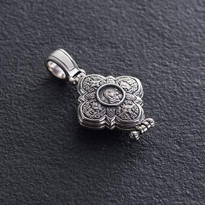 Серебряный мощевик "Господь Вседержитель. Казанская икона Божией Матери" с чернением 132475 №6