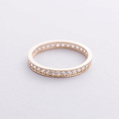 Каблучка з доріжкою фіанітів (жовте золото) к08013 №5