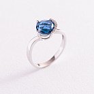 Золотое кольцо с топазом Лондон голубой и бриллиантами C01157R от ювелирного магазина Оникс - 2