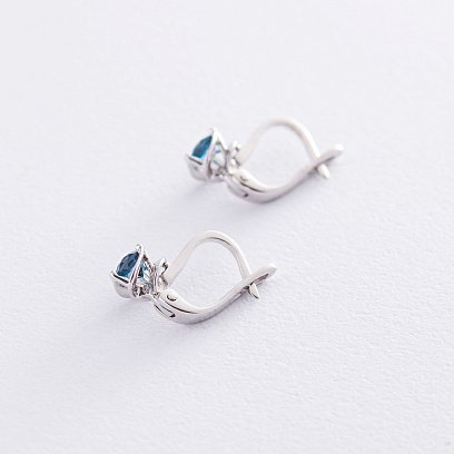 Золотые серьги (топаз "Лондон голубой") с02408 №3