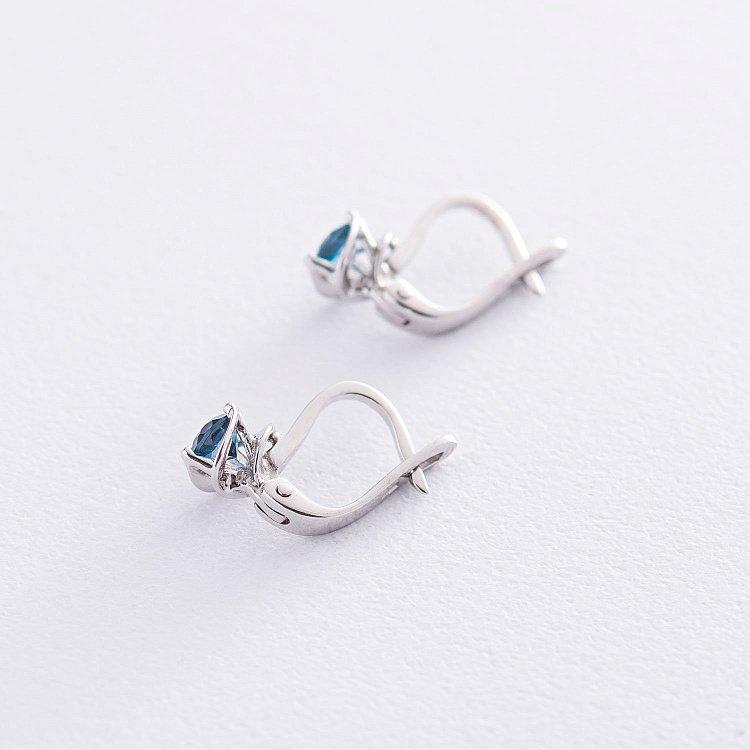 Золотые серьги (топаз "Лондон голубой") с02408 от ювелирного магазина Оникс - 2