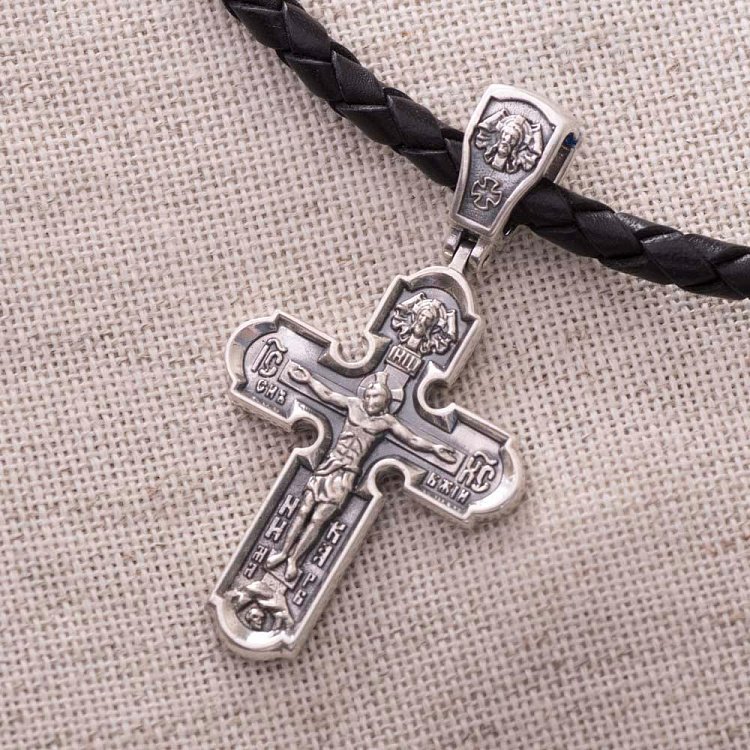 Серебряный крест с распятием (чернение) 132565 от ювелирного магазина Оникс - 6