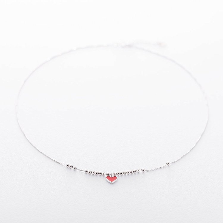 Серебряное колье с сердечком (эмаль) 18802 - 1 Серебряное колье с сердечком (эмаль) 18802 от ювелирного магазина Оникс - 1