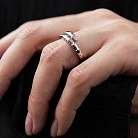 Каблучка "Змія" у білому золоті (фіаніти) к08311 от ювелирного магазина Оникс - 1