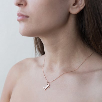 Золотой кулон "Ножницы и расческа" п03377 №2