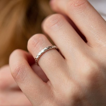 Кольцо "Косичка" в серебре 7075 №2