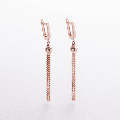 Золотые висячие серьги с шариками с06282