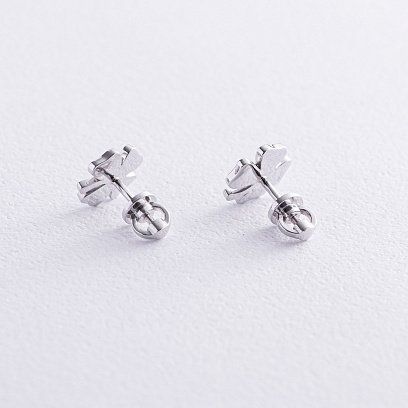 Золотые серьги - пусеты "Клевер" с бриллиантами 311971121 №3