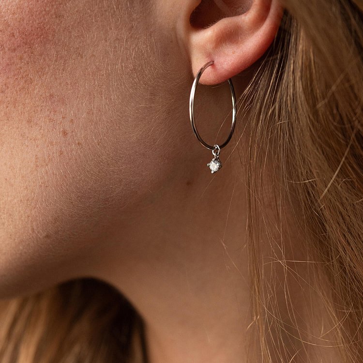 Срібні сережки - кільця "Асиметрія" 4853 від ювелірного магазину Онікс - 10