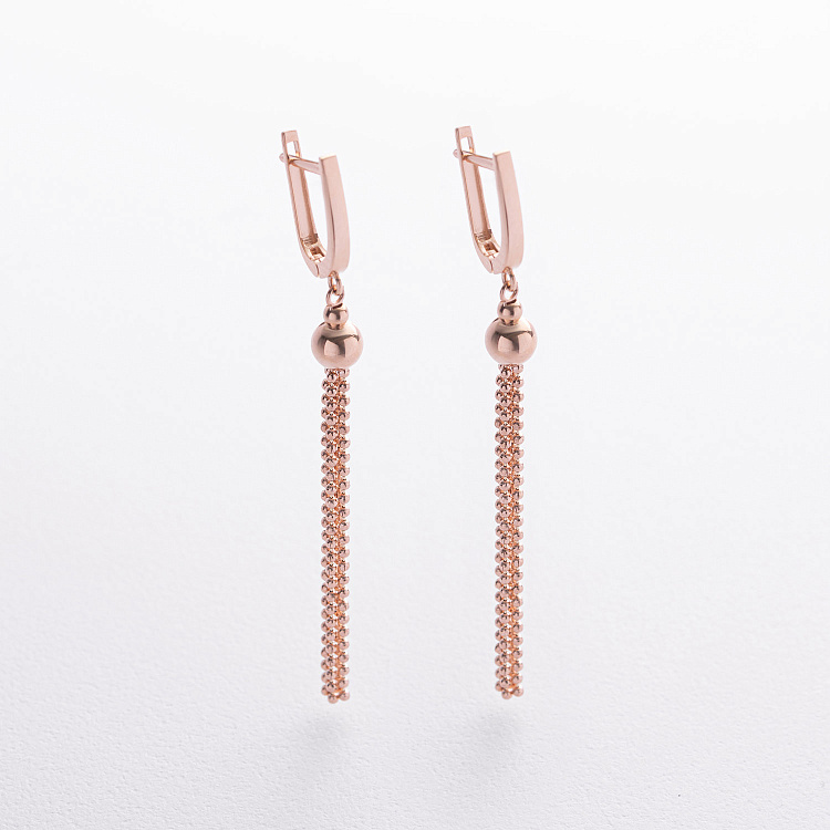 Золотые висячие серьги с шариками с06282 от ювелирного магазина Оникс