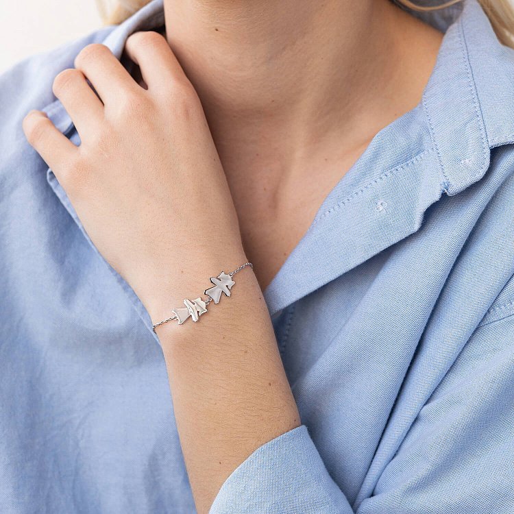 Браслет "Две девочки" в белом золоте (возможна гравировка) з2088б от ювелирного магазина Оникс - 1