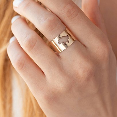 Кольцо "Моя Украина" в желтом золоте к07038 №8