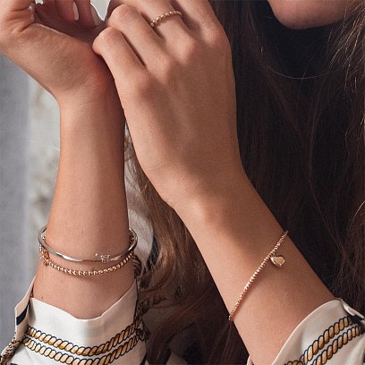 Шариковый золотой браслет "Клевер" (фианит) б04502 №6