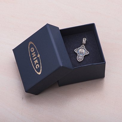 Золотий православний хрест з чорнінням "Спас Нерукотворний. Успіння Божої Матері" п02638 №2